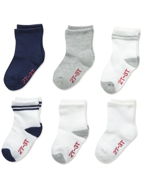 Hanes Boys' Toddler Crew Non-Skid Socks