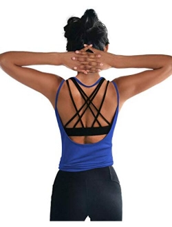 OYANUS Womens Summer Workout Tops Sexy Backless Yoga Shirts Open Back Activewear Running Sports Gym Quick Dry Tank Tops