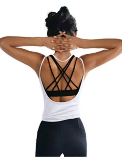 OYANUS Womens Summer Workout Tops Sexy Backless Yoga Shirts Open Back Activewear Running Sports Gym Quick Dry Tank Tops