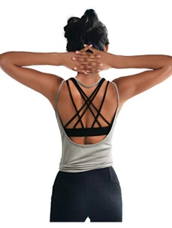 OYANUS Womens Summer Workout Tops Sexy Backless Yoga Shirts Open Back Activewear Running Sports Gym Quick Dry Tank Tops