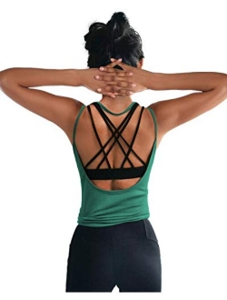 OYANUS Womens Summer Workout Tops Sexy Backless Yoga Shirts Open Back Activewear Running Sports Gym Quick Dry Tank Tops