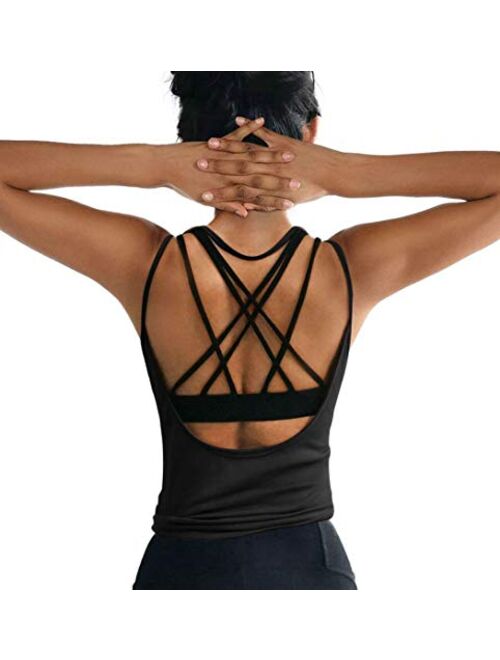 OYANUS Womens Summer Workout Tops Sexy Backless Yoga Shirts Open Back Activewear Running Sports Gym Quick Dry Tank Tops