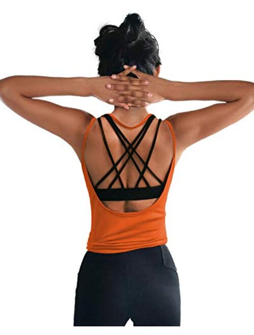 OYANUS Womens Summer Workout Tops Sexy Backless Yoga Shirts Open Back Activewear Running Sports Gym Quick Dry Tank Tops