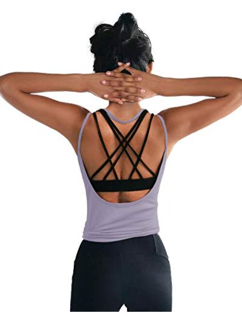 OYANUS Womens Summer Workout Tops Sexy Backless Yoga Shirts Open Back Activewear Running Sports Gym Quick Dry Tank Tops