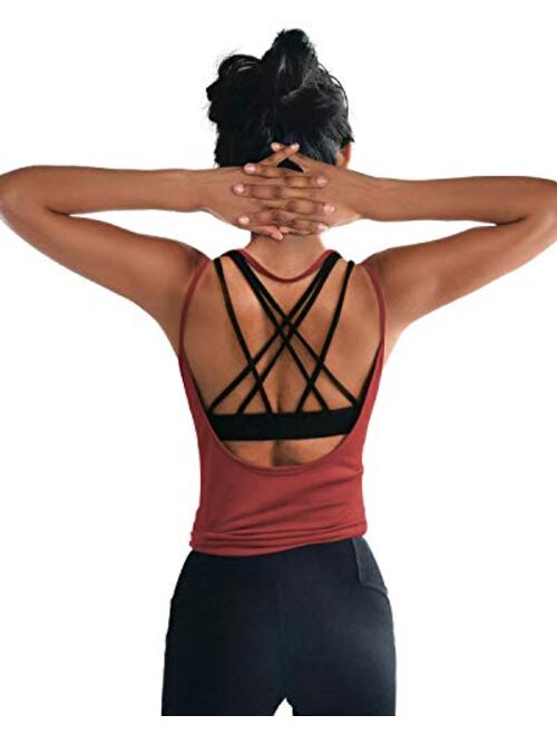 OYANUS Womens Summer Workout Tops Sexy Backless Yoga Shirts Open Back Activewear Running Sports Gym Quick Dry Tank Tops