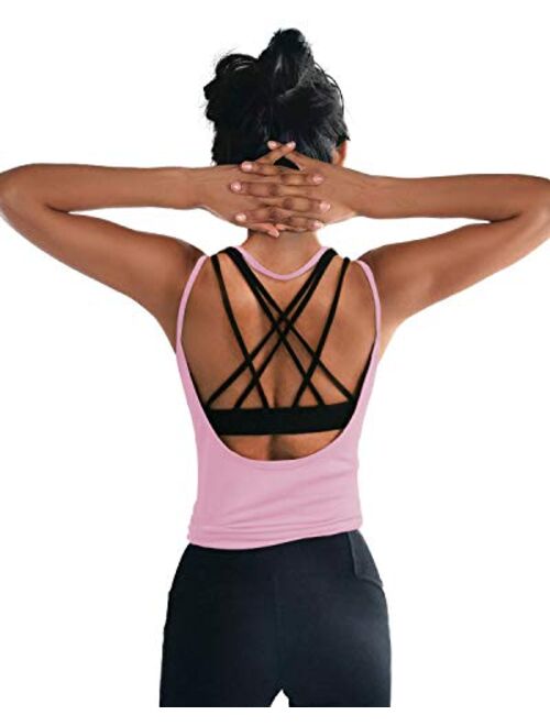 OYANUS Womens Summer Workout Tops Sexy Backless Yoga Shirts Open Back Activewear Running Sports Gym Quick Dry Tank Tops