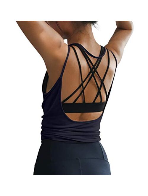 OYANUS Womens Summer Workout Tops Sexy Backless Yoga Shirts Open Back Activewear Running Sports Gym Quick Dry Tank Tops