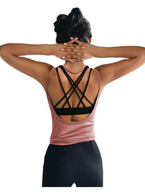 OYANUS Womens Summer Workout Tops Sexy Backless Yoga Shirts Open Back Activewear Running Sports Gym Quick Dry Tank Tops