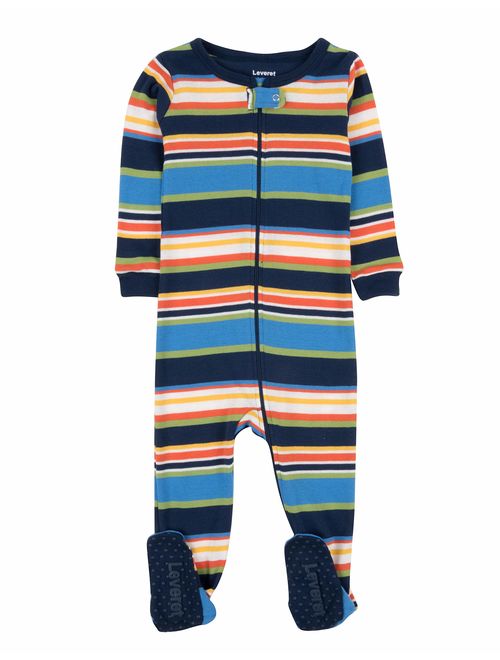 Leveret Striped Baby Boys Footed Pajamas Sleeper 100% Cotton Kids & Toddler Pjs (0 Months-5 Toddler)