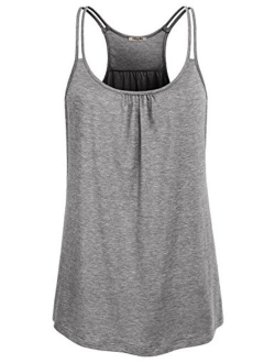 Hibelle Womens Scoop Neck Cute Racerback Yoga Workout Tank Top