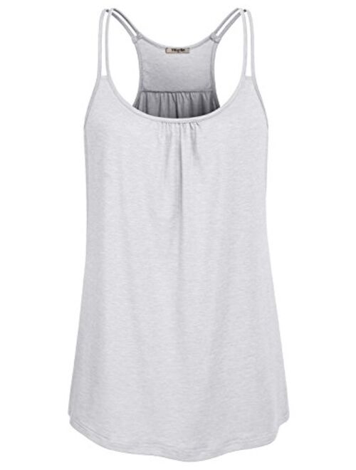 Hibelle Womens Scoop Neck Cute Racerback Yoga Workout Tank Top