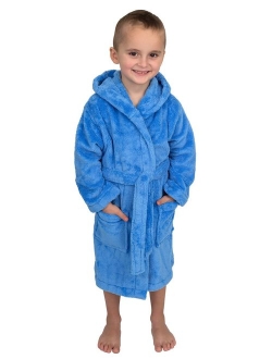 TowelSelections Boys Robe, Kids Plush Hooded Fleece Bathrobe