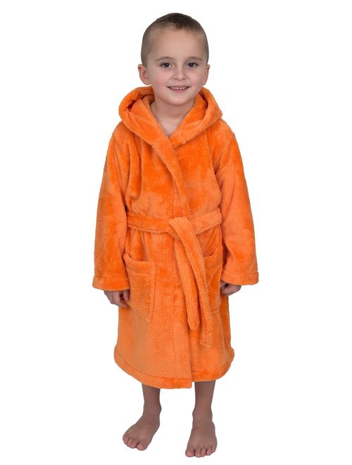 TowelSelections Boys Robe, Kids Plush Hooded Fleece Bathrobe