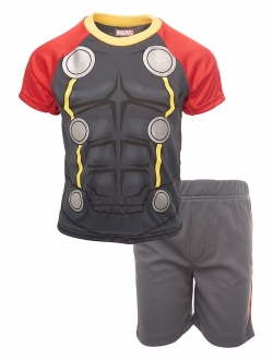 Avengers Black Panther Spiderman Hulk Boys' Athletic T-Shirt & Mesh Shorts Set