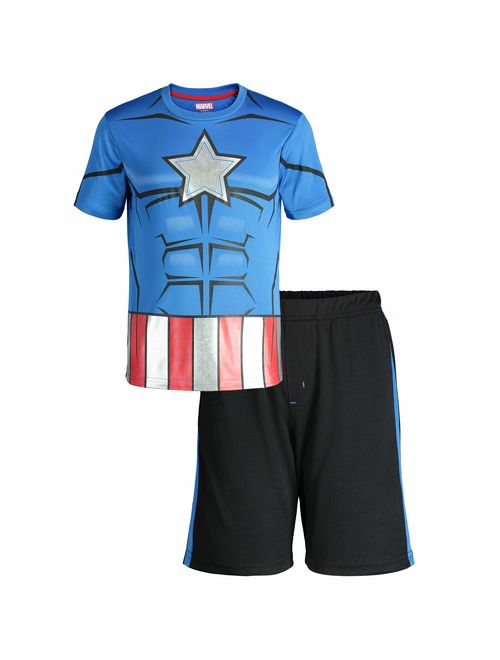 Marvel Avengers Black Panther Spiderman Hulk Boys' Athletic T-Shirt & Mesh Shorts Set