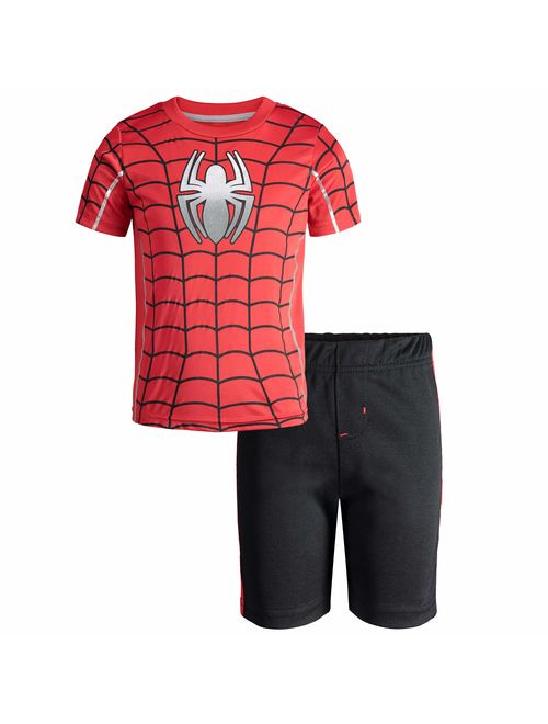 Marvel Avengers Black Panther Spiderman Hulk Boys' Athletic T-Shirt & Mesh Shorts Set