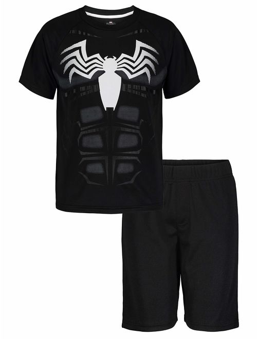 Marvel Avengers Black Panther Spiderman Hulk Boys' Athletic T-Shirt & Mesh Shorts Set