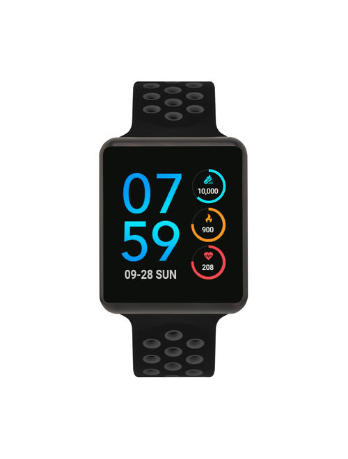 iTouch Air Special Edition Perforated Silicone Strap Smartwatch with Pedometer - Black/Dark Grey