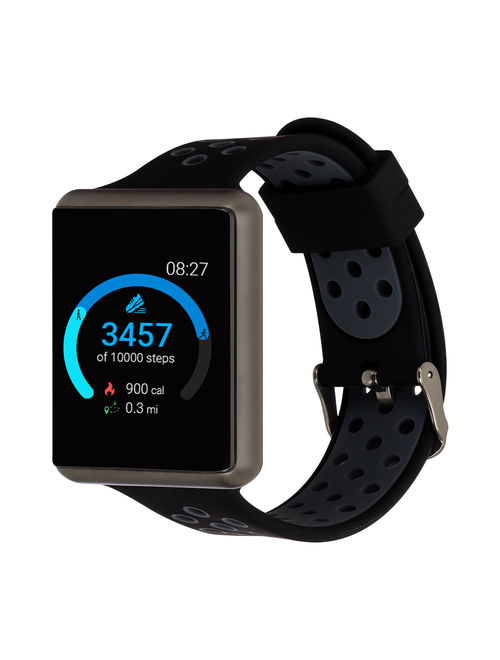 iTouch Air Special Edition Perforated Silicone Strap Smartwatch with Pedometer - Black/Dark Grey