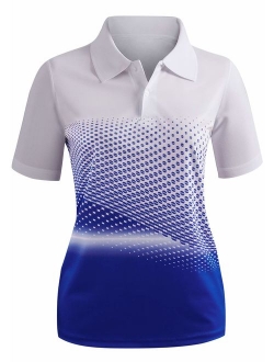 CLOVERY Women's Active Wear POLO Shirt Short Sleeve Dot Pattern