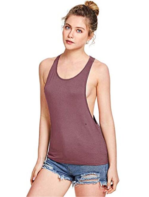 SweatyRocks Women's Sleeveless Flowy Loose Fit Racerback Yoga Workout Tank Top