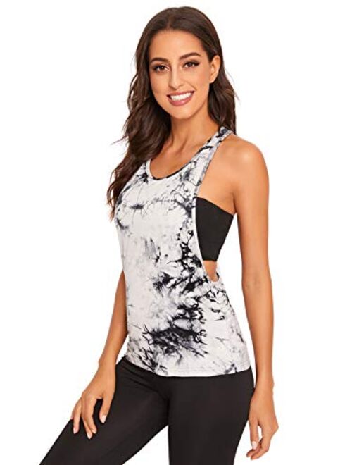 SweatyRocks Women's Sleeveless Flowy Loose Fit Racerback Yoga Workout Tank Top