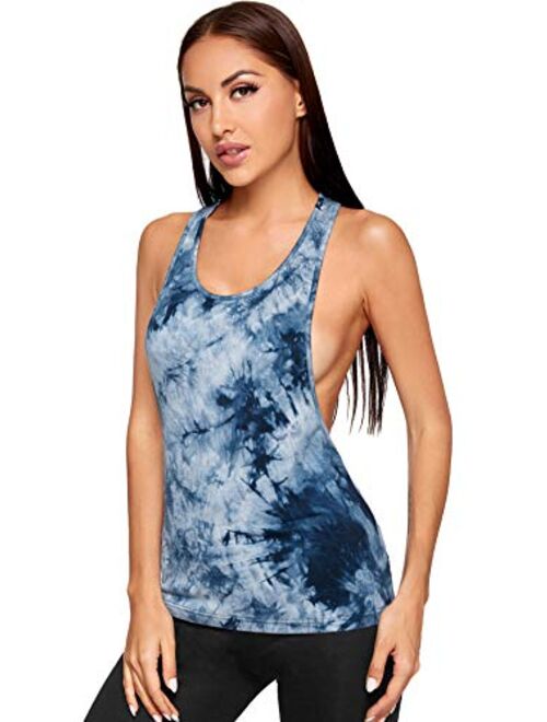 SweatyRocks Women's Sleeveless Flowy Loose Fit Racerback Yoga Workout Tank Top