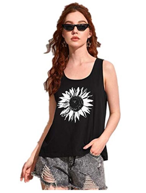 SweatyRocks Women's Sleeveless Flowy Loose Fit Racerback Yoga Workout Tank Top