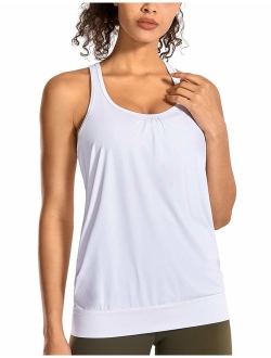 SYROKAN Women's Active Racerback Athletic Sports T-Shirt Long Yoga Crop Tank Top