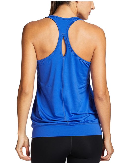 SYROKAN Women's Active Racerback Athletic Sports T-Shirt Long Yoga Crop Tank Top