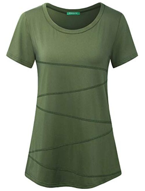 Kimmery Women's Short Sleeve Yoga Tops Activewear Running Workout T-Shirt