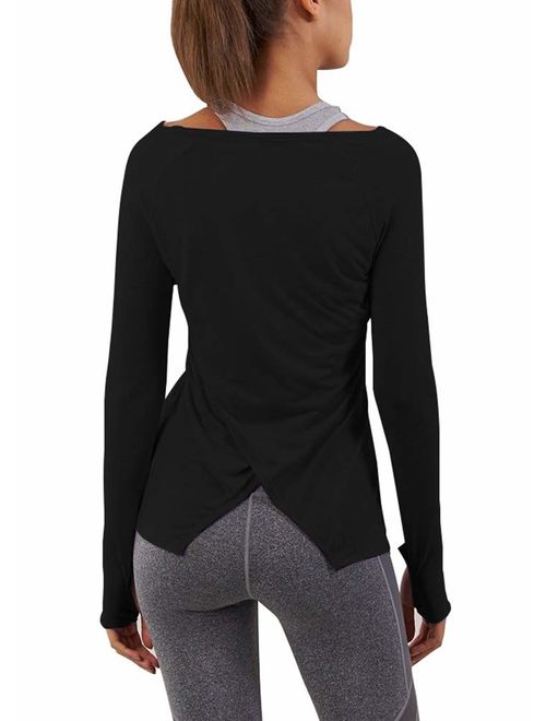 long sleeve yoga top with thumb holes