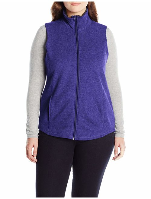 JUST MY SIZE Women's Plus-Size Mock Neck Full-Zip Vest