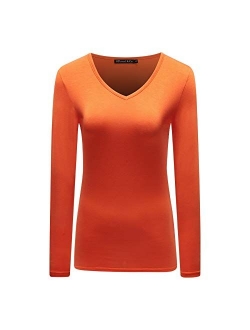 OThread & Co. Women's Long Sleeve T-Shirt V-Neck Basic Layer Spandex Shirts