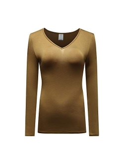 OThread & Co. Women's Long Sleeve T-Shirt V-Neck Basic Layer Spandex Shirts