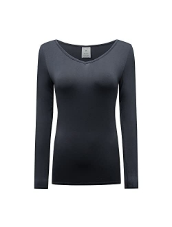 OThread & Co. Women's Long Sleeve T-Shirt V-Neck Basic Layer Spandex Shirts