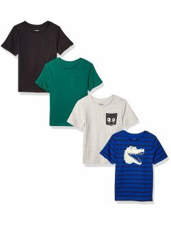 Amazon Brand - Spotted Zebra Boys' Toddler & Kids 4-Pack Short-Sleeve T-Shirts