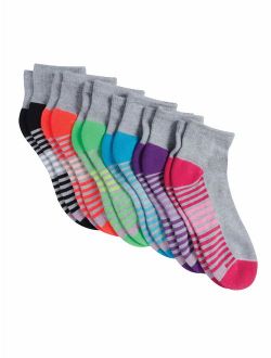 Women's Cool Comfort Sport Ankle Socks, 6 Pack, Grey with Colors, 5-9