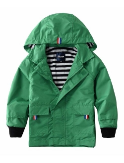 Hiheart Boys Girls Waterproof Hooded Jackets Cotton Lined Rain Jackets