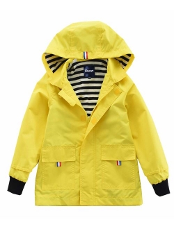 Hiheart Boys Girls Waterproof Hooded Jackets Cotton Lined Rain Jackets