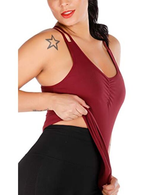 Buy RUNNING GIRL Yoga Tank Tops for Women Built in Shelf Bra B/C