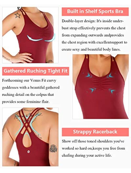 Buy RUNNING GIRL Yoga Tank Tops for Women Built in Shelf Bra B/C Cups  Strappy Back Activewear Workout Compression Tops online