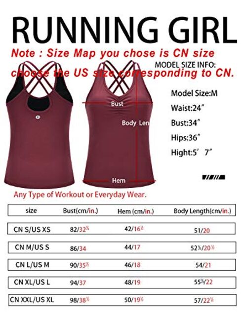 RUNNING GIRL Yoga Tank Tops for Women Built in Shelf Bra B/C Cups