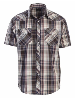 Men's Western Plaid Pearl Snap on Long Sleeve Shirt