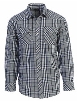 Men's Western Plaid Pearl Snap on Long Sleeve Shirt