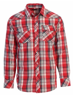 Men's Western Plaid Pearl Snap on Long Sleeve Shirt