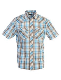 Men's Western Plaid Pearl Snap on Long Sleeve Shirt