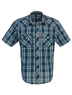 Men's Western Plaid Pearl Snap on Long Sleeve Shirt