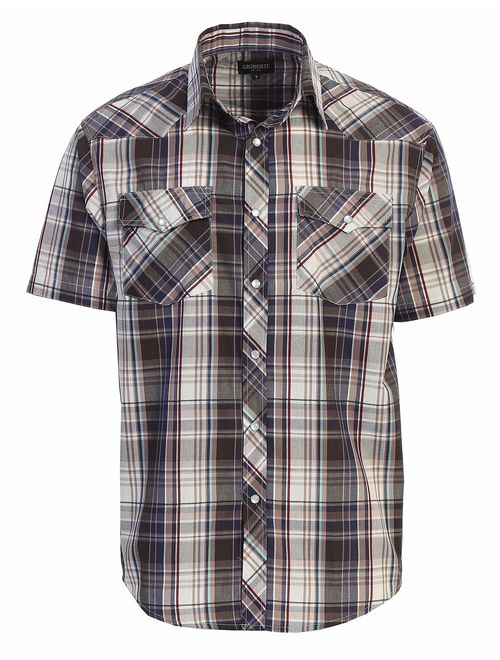 Gioberti Men's Western Plaid  Pearl Snap on Long Sleeve Shirt