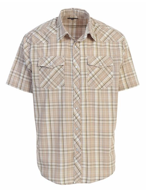 Gioberti Men's Western Plaid  Pearl Snap on Long Sleeve Shirt